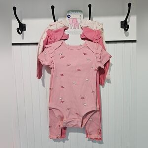 Pekkle Pink and Cream Dinosaur Baby 5 Piece Set, New with Tags, 12 Months